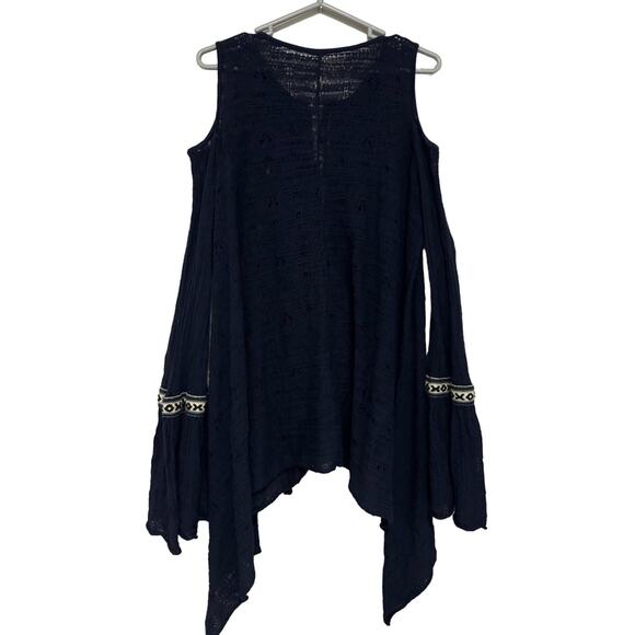 Free People Love Flowers Tunic Dress Small Asymmetrical Boho Lagenlook Crochet - Picture 9 of 15